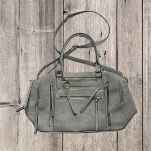 Womens Trendy Two Way Hand and Crossbody Bag Multi Compartment Gray